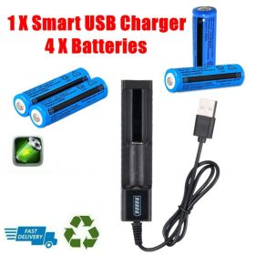Li-ion Battery&Charger 3000mAh 3.7V Rechargeable Lithium Batteries USB Charger For Torch Flashlight (Option: 2pack)