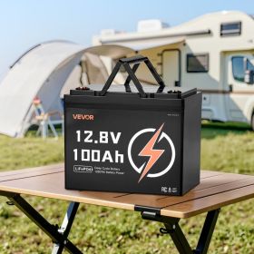12V 100Ah Deep Cycle LiFePO4 Battery BMS Lithium Iron Phosphate Battery For RV (Option: Black)